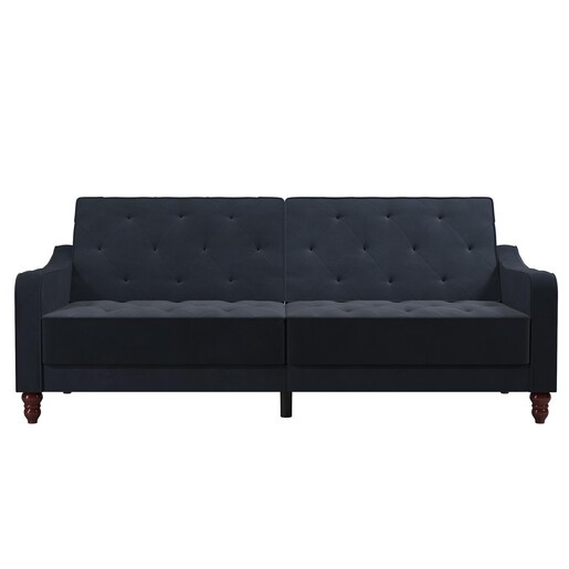 Schlafsofa Vintage Bezug in Samtoptik, Diamant-Steppung, Breite 207 cm in blau