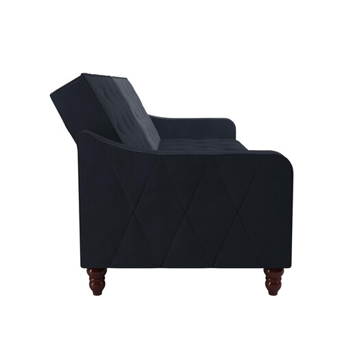 Schlafsofa Vintage Bezug in Samtoptik, Diamant-Steppung, Breite 207 cm in blau