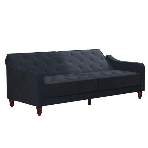 Schlafsofa Vintage Bezug in Samtoptik, Diamant-Steppung, Breite 207 cm in blau