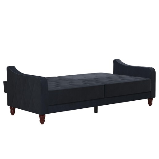 Schlafsofa Vintage Bezug in Samtoptik, Diamant-Steppung, Breite 207 cm in blau