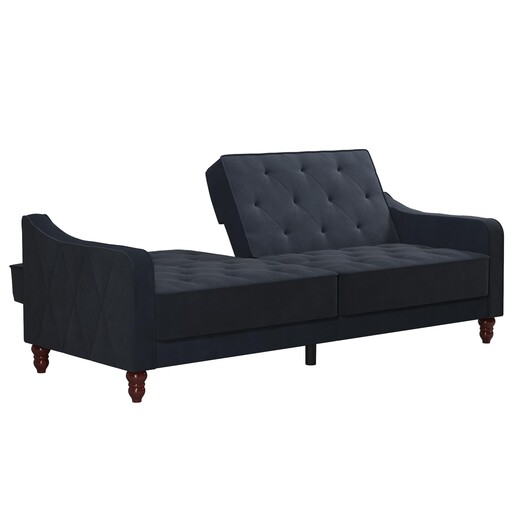 Schlafsofa Vintage Bezug in Samtoptik, Diamant-Steppung, Breite 207 cm in blau