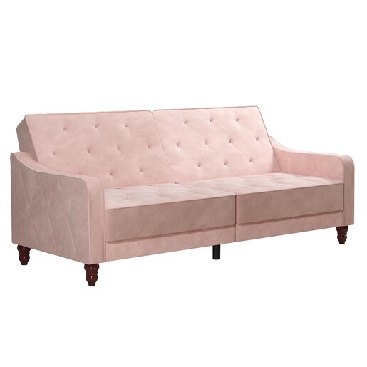 Schlafsofa Vintage Bezug in Samtoptik, Diamant-Steppung, Breite 207 cm in pink