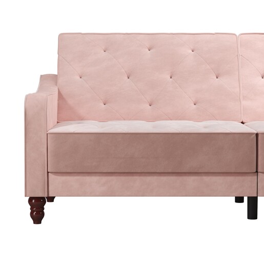 Schlafsofa Vintage Bezug in Samtoptik, Diamant-Steppung, Breite 207 cm in pink