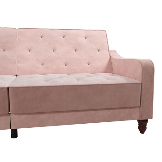 Schlafsofa Vintage Bezug in Samtoptik, Diamant-Steppung, Breite 207 cm in pink