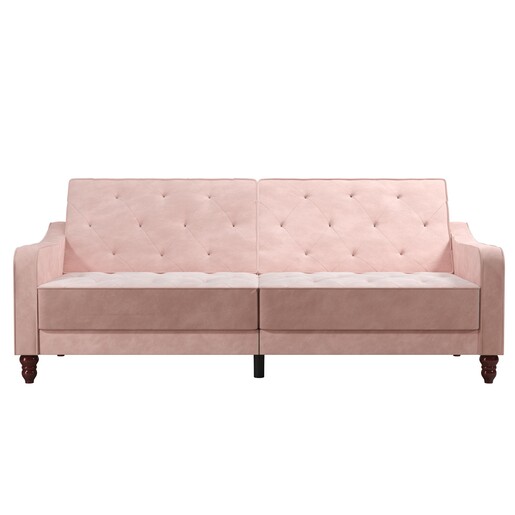 Schlafsofa Vintage Bezug in Samtoptik, Diamant-Steppung, Breite 207 cm in pink