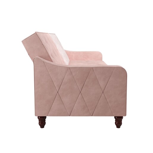 Schlafsofa Vintage Bezug in Samtoptik, Diamant-Steppung, Breite 207 cm in pink