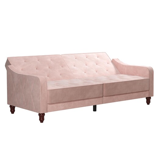 Schlafsofa Vintage Bezug in Samtoptik, Diamant-Steppung, Breite 207 cm in pink