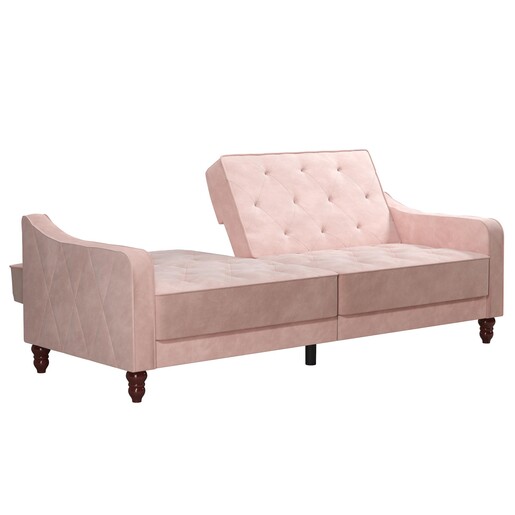 Schlafsofa Vintage Bezug in Samtoptik, Diamant-Steppung, Breite 207 cm in pink