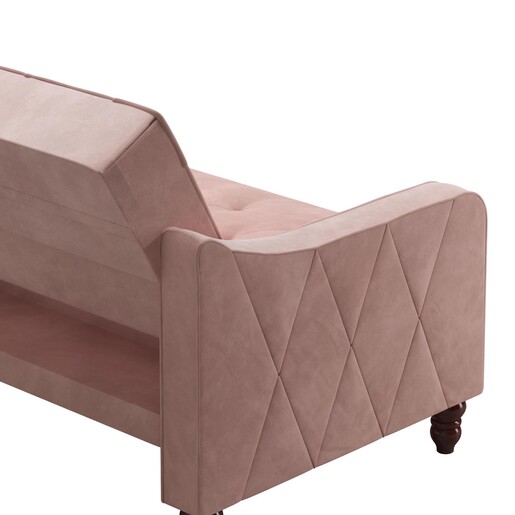 Schlafsofa Vintage Bezug in Samtoptik, Diamant-Steppung, Breite 207 cm in pink