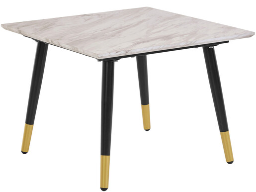 Beistelltisch Matcha, Tischplatte aus FSC®-zertifizierter MDF, Metallbeine, Breite 60 cm in schwarz/gold | Marmor