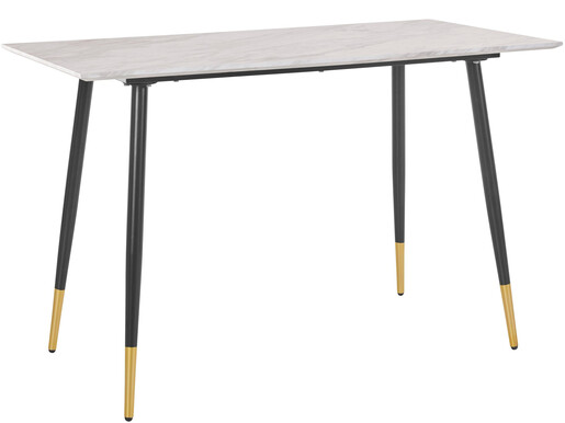 Schreibtisch Matcha, Tischplatte aus MDF in Marmoroptik, Metallbeine, Breite 110 cm in schwarz/gold | marmorfarben hell