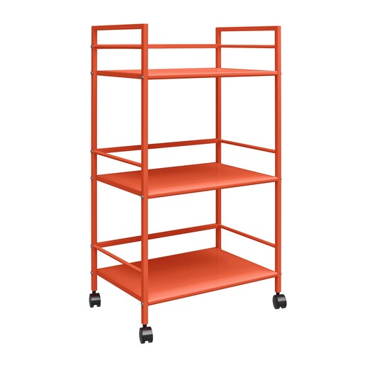 Rollwagen Cache aus Metall mit 3 Fächer, Breite 43 cm in orange