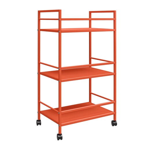 Rollwagen Cache aus Metall mit 3 Fächer, Breite 43 cm in orange