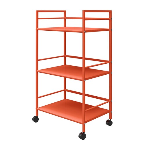 Rollwagen Cache aus Metall mit 3 Fächer, Breite 43 cm in orange