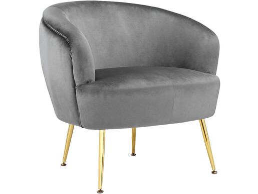 Loungesessel Scavo Gepolsterter Sessel mit Beine in Goldfarbe, Sitz in grau velvet