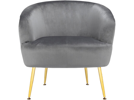 Loungesessel Scavo Gepolsterter Sessel mit Beine in Goldfarbe, Sitz in grau velvet