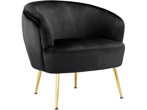 Loungesessel Scavo Gepolsterter Sessel mit Beine in Goldfarbe, Sitz in schwarz velvet