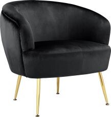 Loungesessel Scavo Gepolsterter Sessel mit Beine in Goldfarbe, Sitz in schwarz velvet