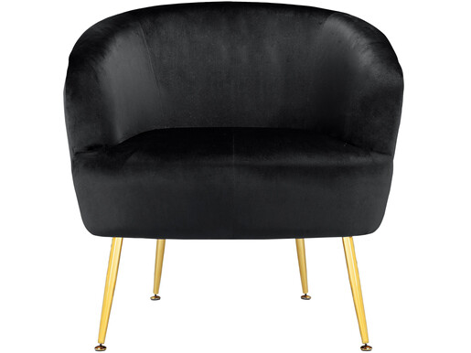 Loungesessel Scavo Gepolsterter Sessel mit Beine in Goldfarbe, Sitz in schwarz velvet