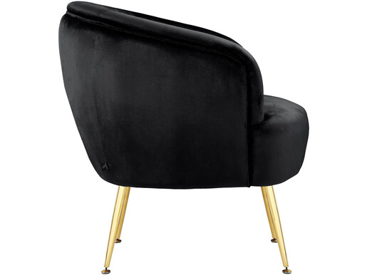 Loungesessel Scavo Gepolsterter Sessel mit Beine in Goldfarbe, Sitz in schwarz velvet