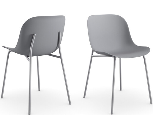 Stuhl Orca (Set, 2 St), Gestell aus Metall, Sitzschale aus Kunststoff, modern, Schalenstuhl in grau