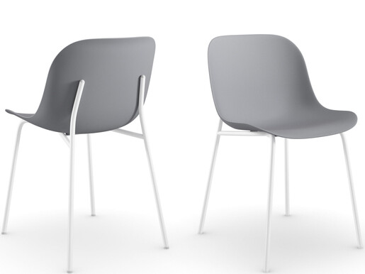 Stuhl Orca (Set, 2 St), Gestell aus Metall, Sitzschale aus Kunststoff, modern, Schalenstuhl in grau & weiß