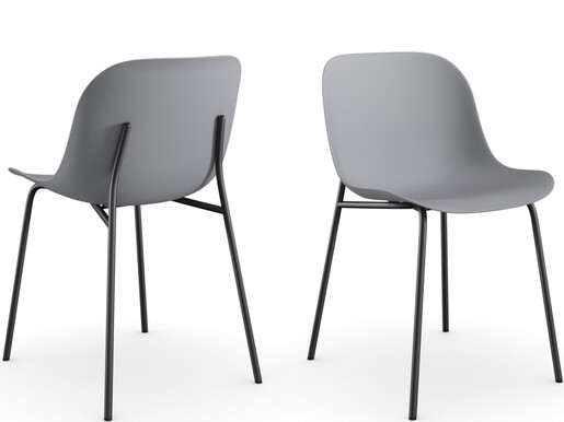 Stuhl Orca (Set, 2 St), Gestell aus Metall, Sitzschale aus Kunststoff, modern, Schalenstuhl in grau und schwarz