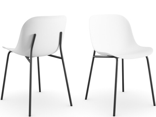 Stuhl Orca (Set, 2 St), Gestell aus Metall, Sitzschale aus Kunststoff, modern, Schalenstuhl in weiß & schwarz