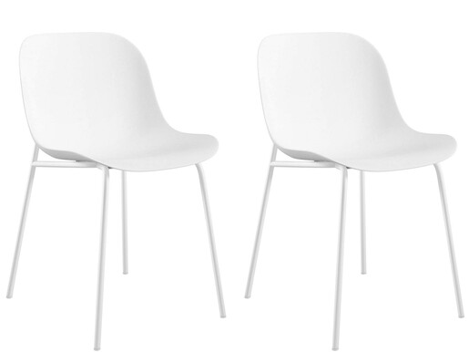 Stuhl Orca (Set, 2 St), Gestell aus Metall, Sitzschale aus Kunststoff, modern, Schalenstuhl in weiß