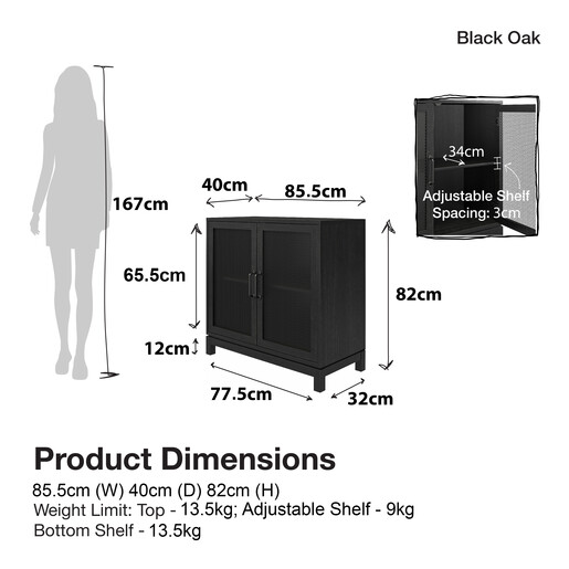 Mehrzweckschrank Tessa 2 Türen, aus MDF, Breite 85 cm, Gittertür *Sonderartikel