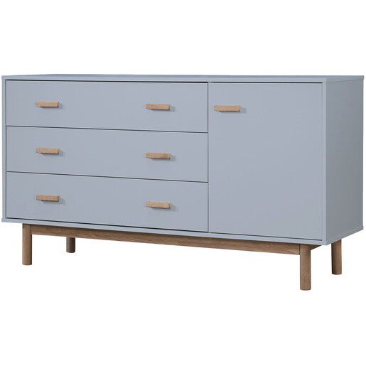 Sideboard Mason Schrank mit 3 Schubladen+1 Tür Scandi Design, Breite 144 cm in grau & eichenfarben