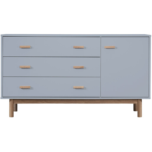 Sideboard Mason Schrank mit 3 Schubladen+1 Tür Scandi Design, Breite 144 cm in grau & eichenfarben