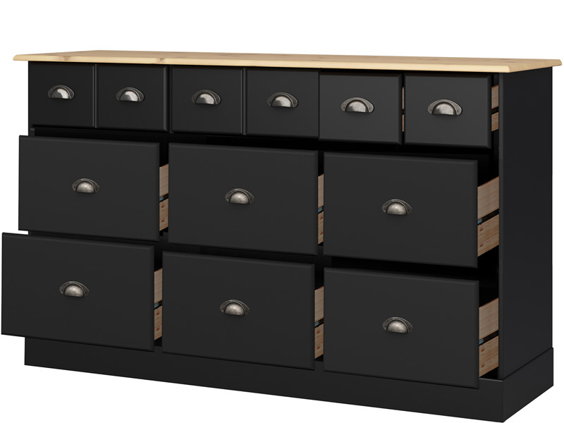 Apothekerkommode LORCA 134 cm in schwarz & natur - Loft24.de