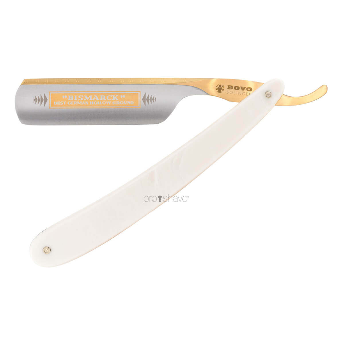 Dovo Straight Razor 6/8, Round nose, Bismarck, Perlemor