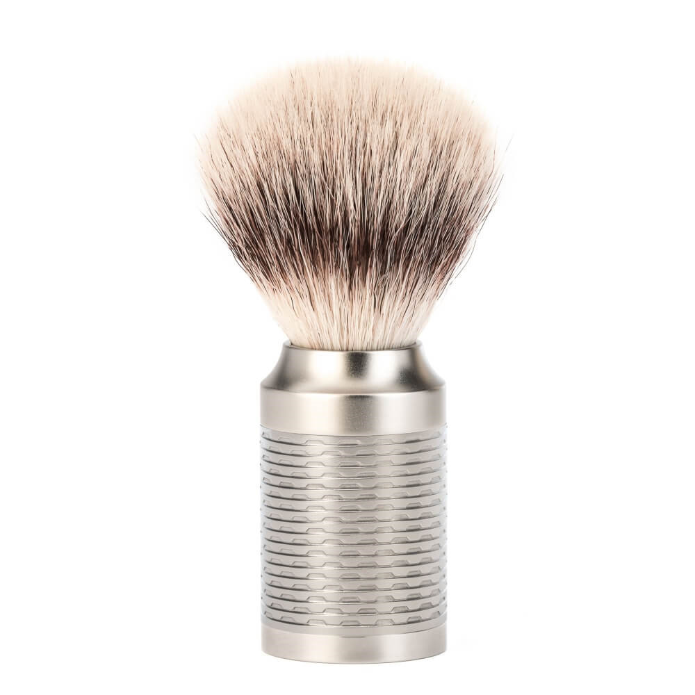 Se Mühle Silvertip Fibre ® Barberkost, 21 mm, Rocca, Rustfrit stål - Mat finish hos Proshave