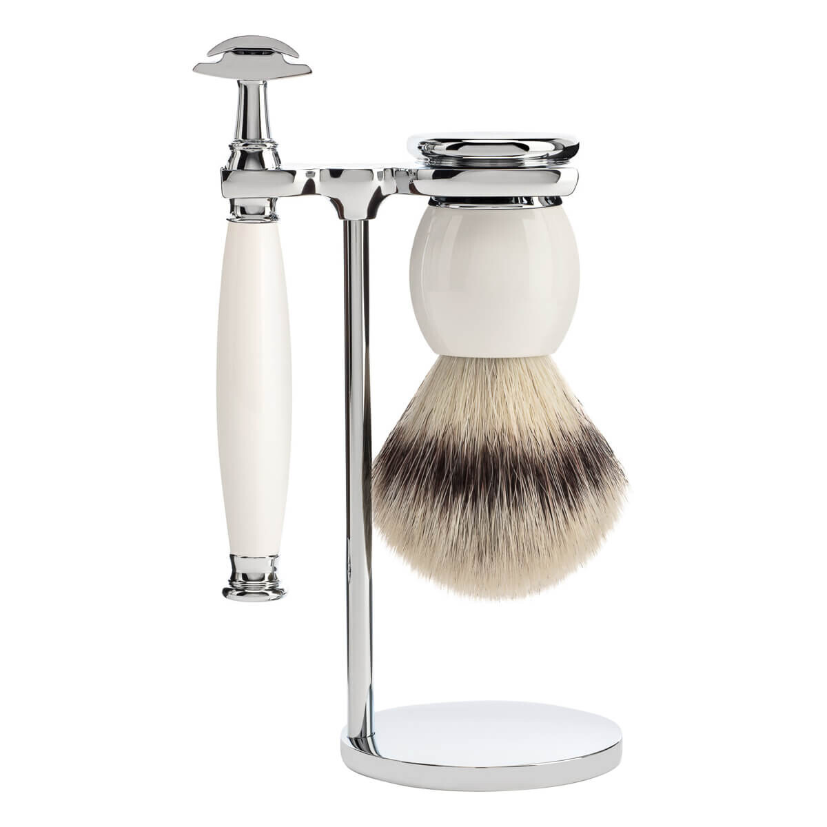 Mühle Barbersæt med DE-skraber, Silvertip Fibre ® Barberkost og Holder, Sophist, Porcelæn