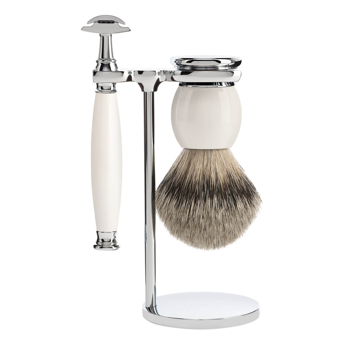 Mühle Barbersæt med DE-skraber, Barberkost og Holder, Sophist, Porcelæn