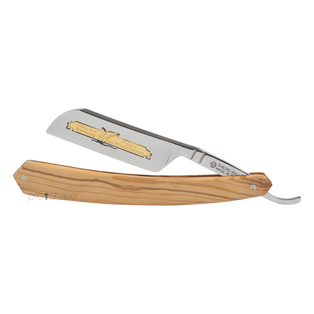 Thiers-Issard Straight Razor, 6/8 French Nose, Oliventræ