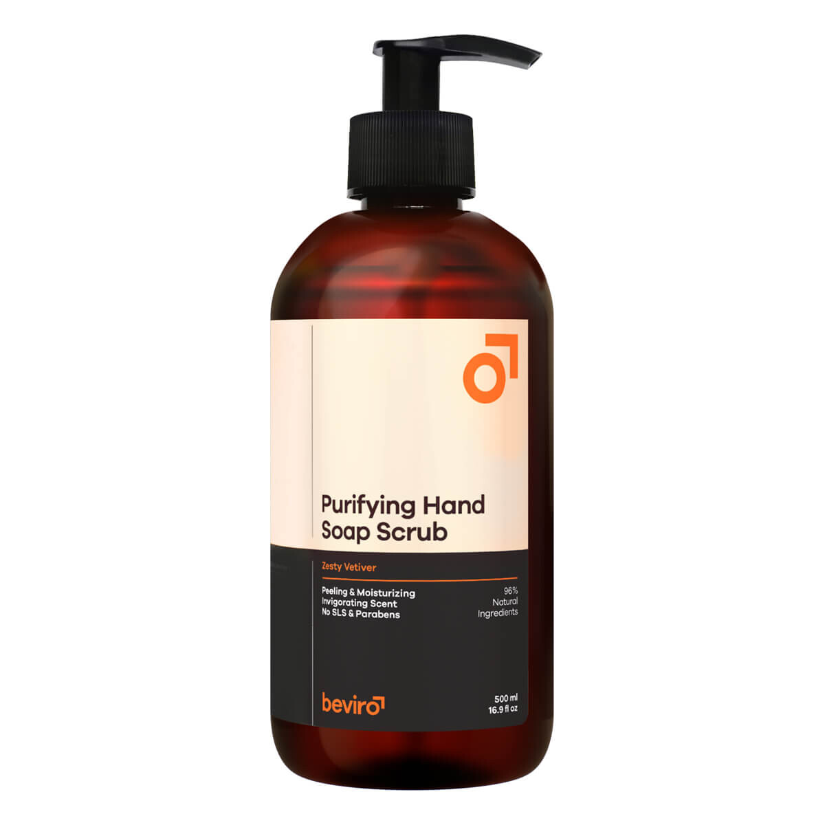 Beviro Purifying Hand Soap Scrub, Zesty Vetiver, 500 ml.