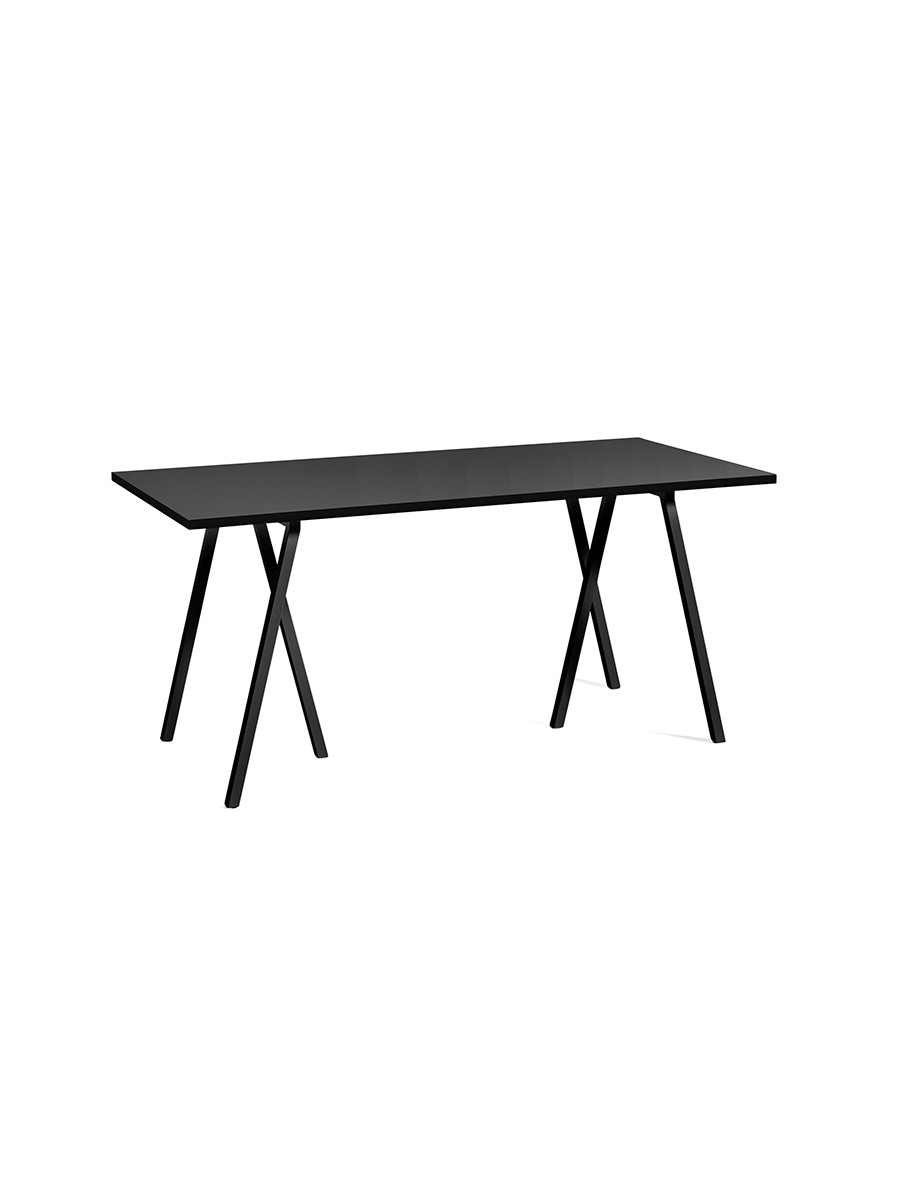 Loop Stand Table fra Hay (Sort linoleum, Pulverlakeret stål - sort, L:160 x D:77,5 x H:74cm)