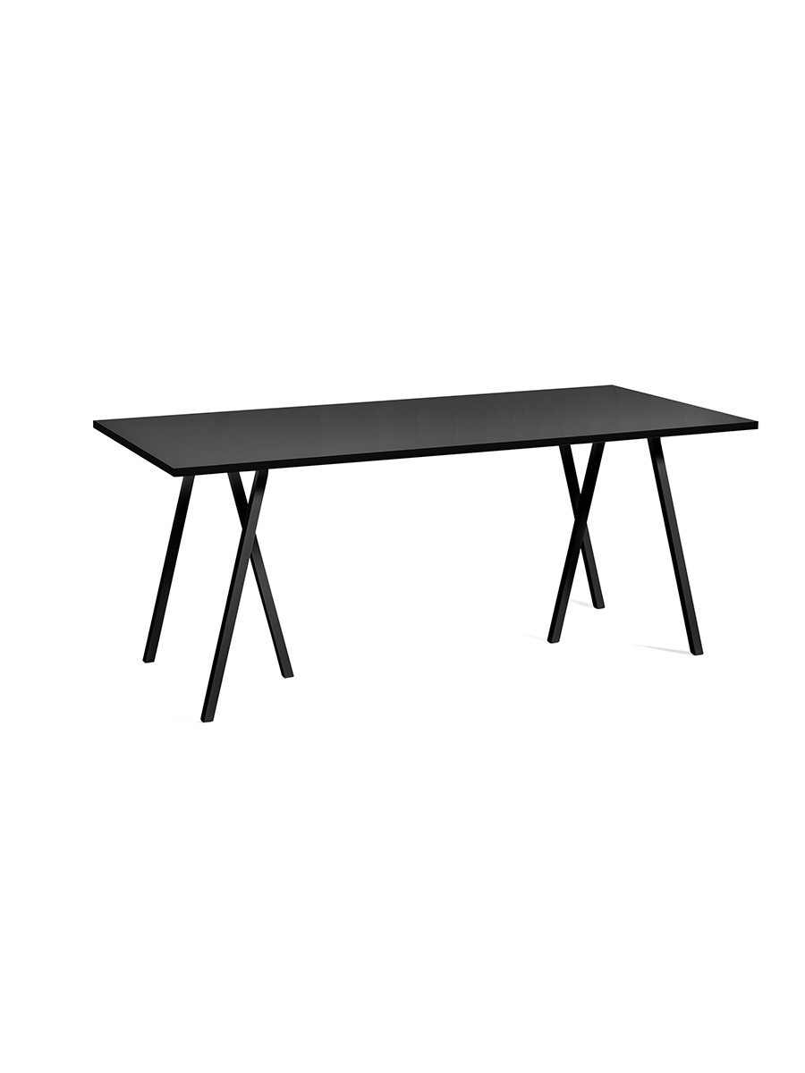 Loop Stand Table fra Hay (Sort linoleum, Pulverlakeret stål - sort, L:180 x D:87,5 x H:74cm)