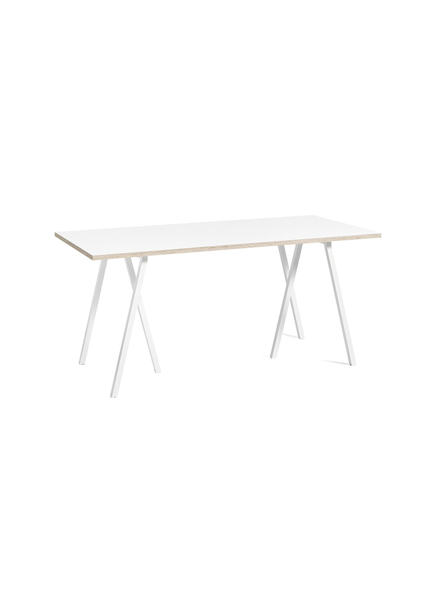 Loop Stand Table fra Hay (Hvid laminat, Pulverlakeret stål - hvid, L:160 x D:77,5 x H:74cm)