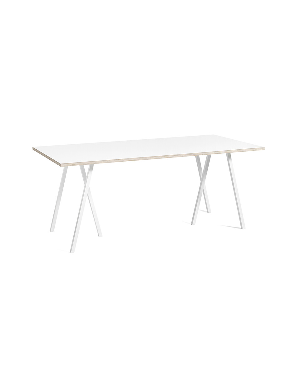 Loop Stand Table fra Hay (Hvid laminat, Pulverlakeret stål - hvid, L:180 x D:87,5 x H:74cm)