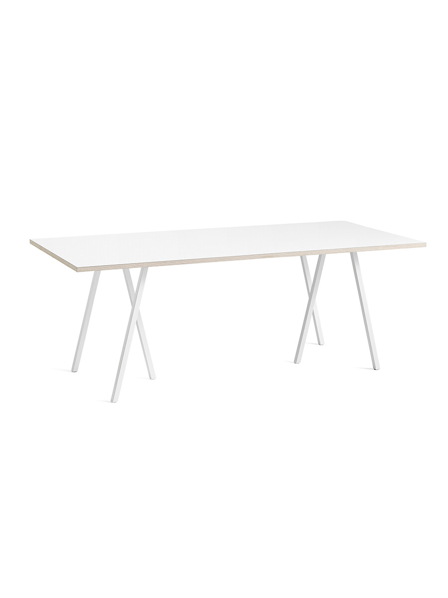 Loop Stand Table fra Hay (Hvid laminat, Pulverlakeret stål - hvid, L:200 x D:92,5 x H:74cm)