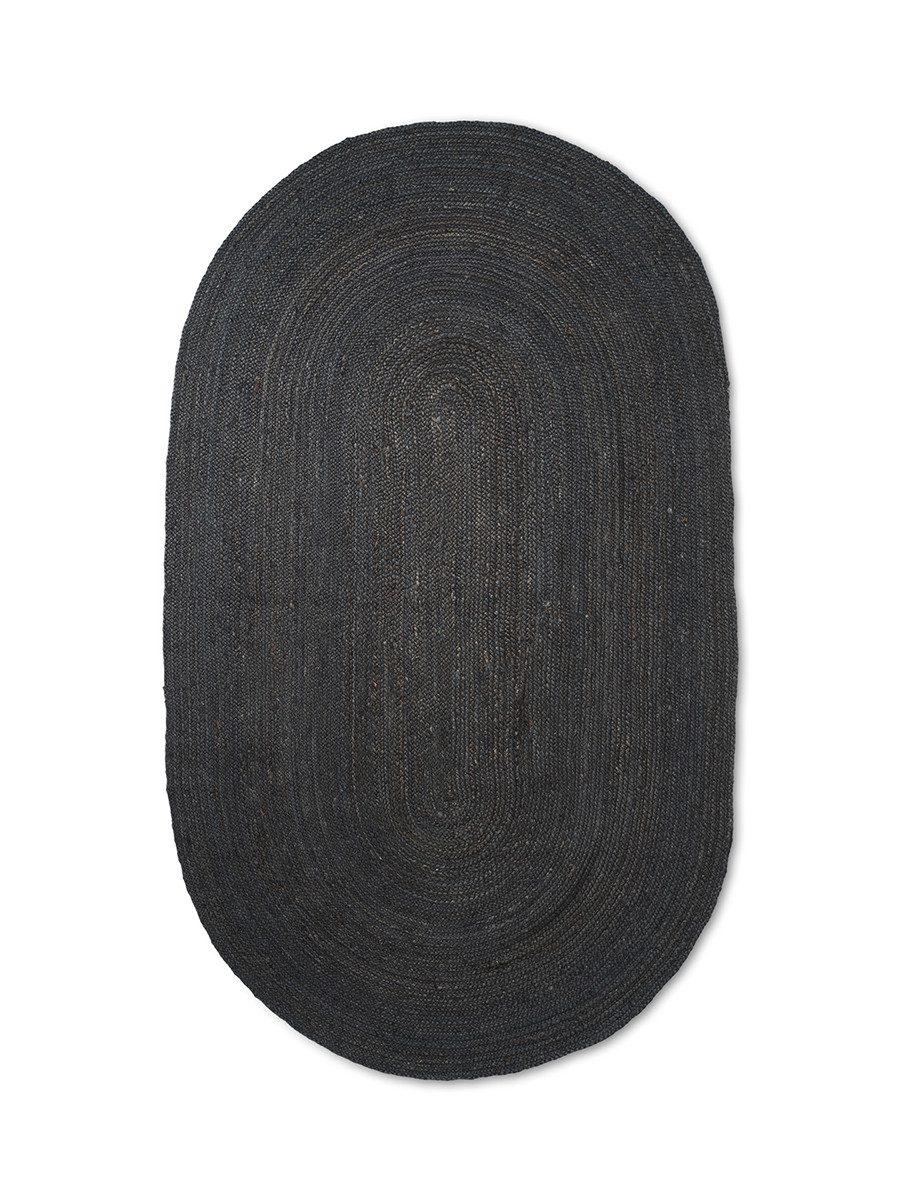 Eternal Oval Jute Rug - Black fra Ferm Living (Small: B140 x H240 cm)