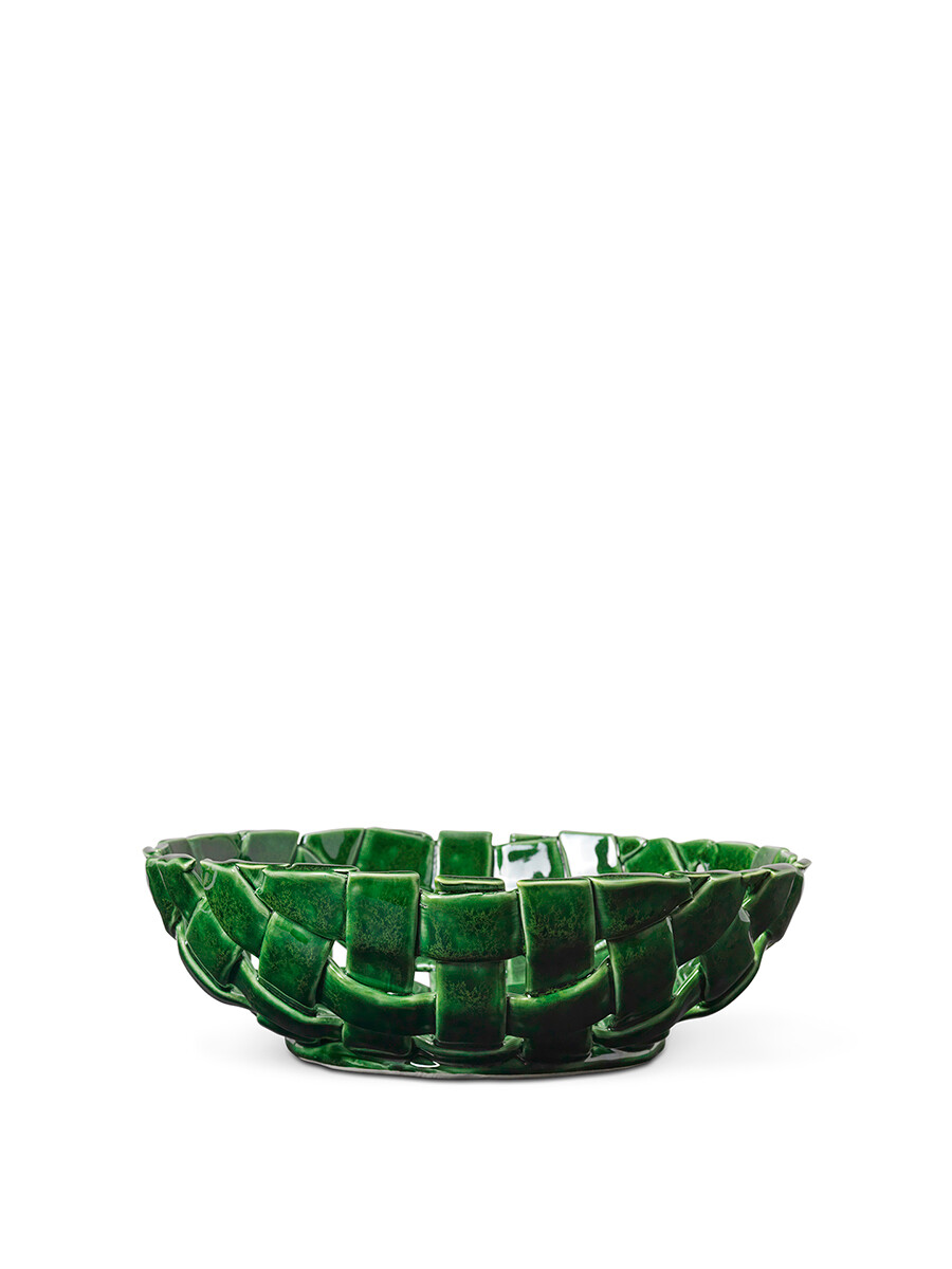 Plait Bowl, Ø30 cm fra Ferm Living (Emerald green)