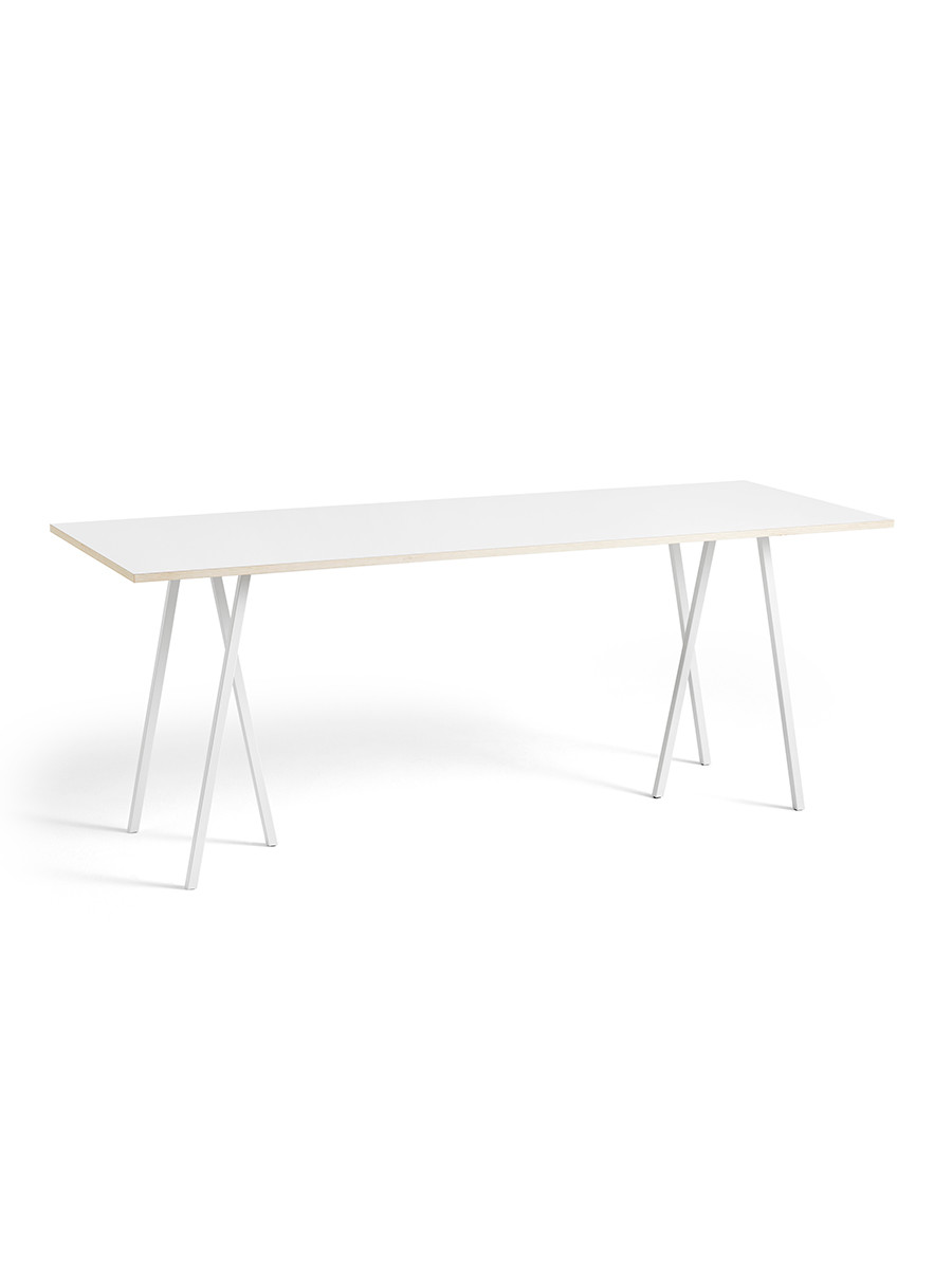 Loop Stand High Table fra Hay (Hvid laminat, Pulverlakeret stål - hvid, L:250 x D:92,5 x H:97cm)