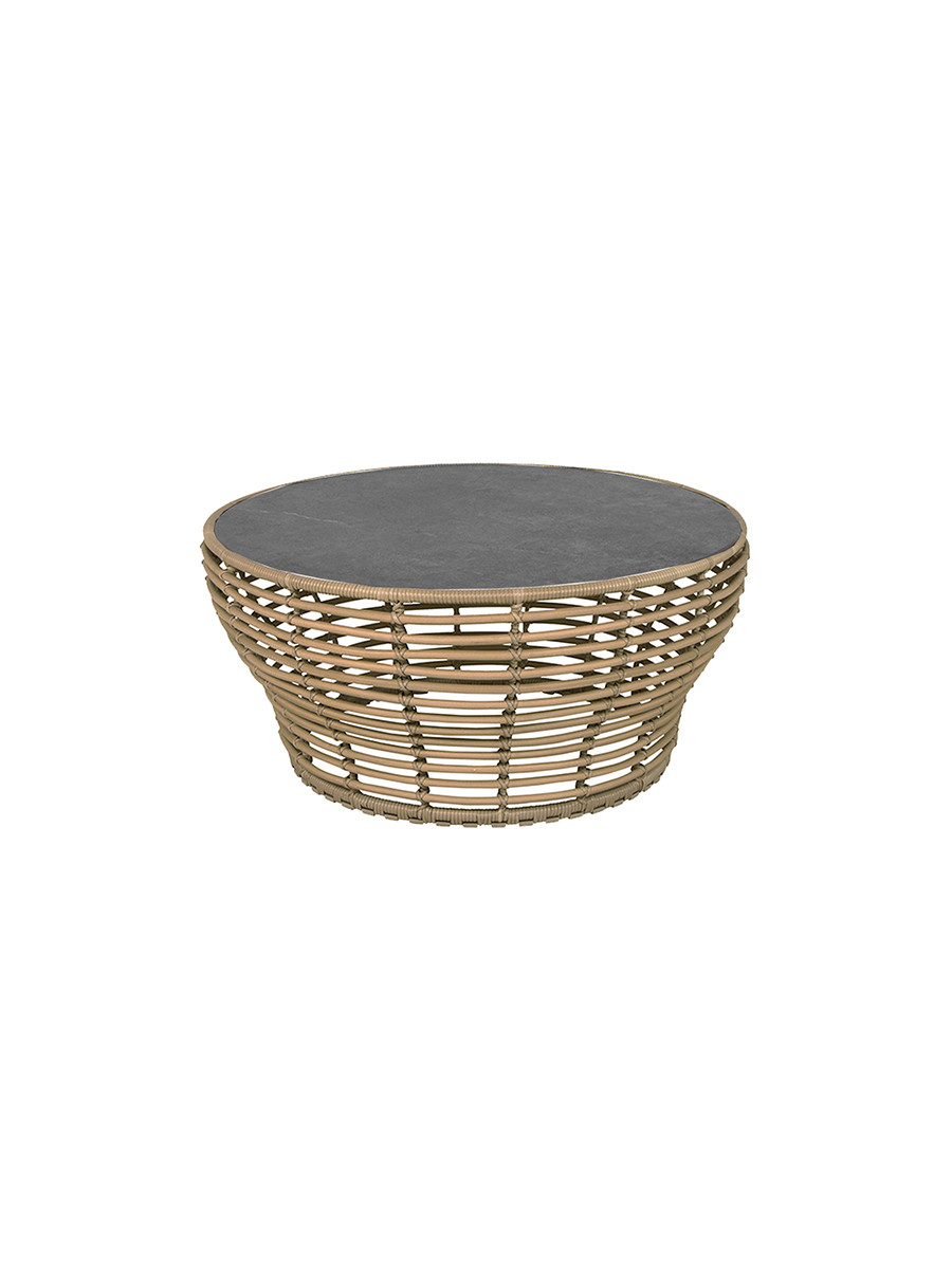 Basket Sofabord fra Cane-line (Stor - H45 x Ø95 cm, Natural/Fossil Black)