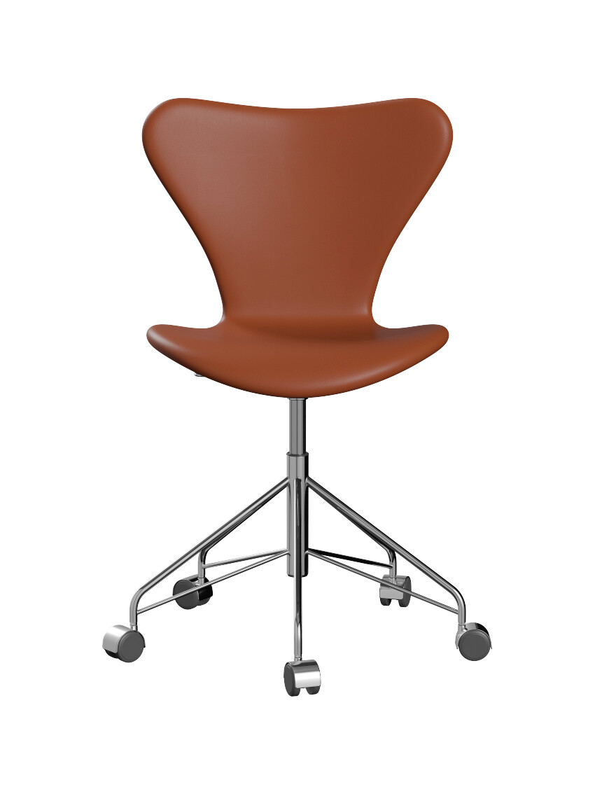 3117 Serie 7 Kontorstol af Arne Jacobsen (Fuldpolstret, Soft læder, Cognac)