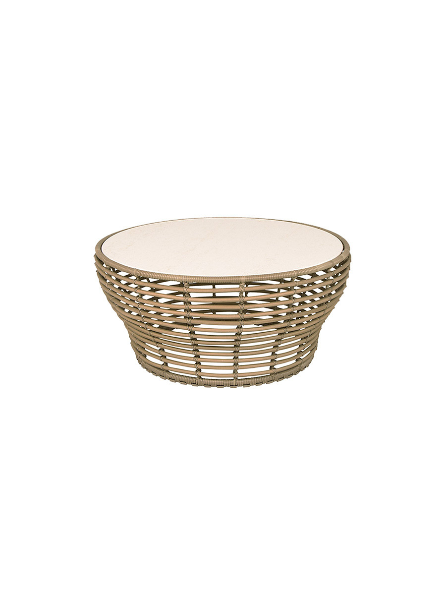 Basket Sofabord fra Cane-line (Stor - H45 x Ø95 cm, Natural/Travertine look)